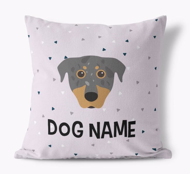 Triangle Pattern with {dogsName}'s Icon: Personalized Canvas Pillow